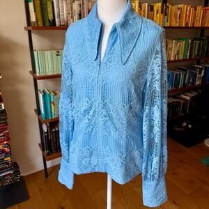 Ganni light blue lace blouse, size 6/EU38